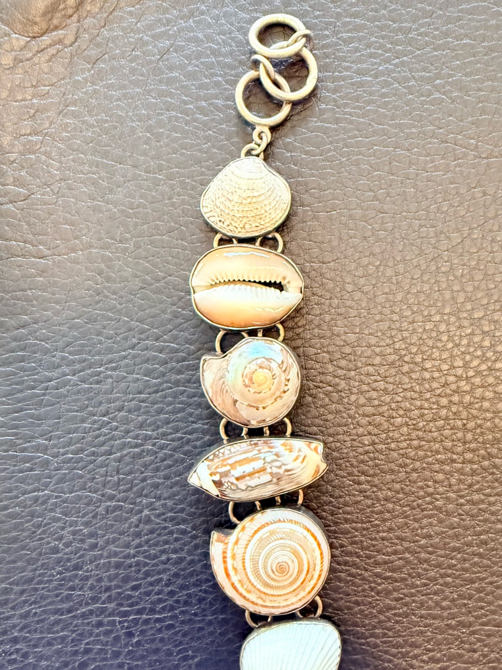 Charles Albert .950 Fine Sterling Silver Multi Sea Shell Bracelet